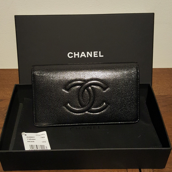CHANEL Accessories - Chanel Black Cc Logo Caviar Skin Long Wallet